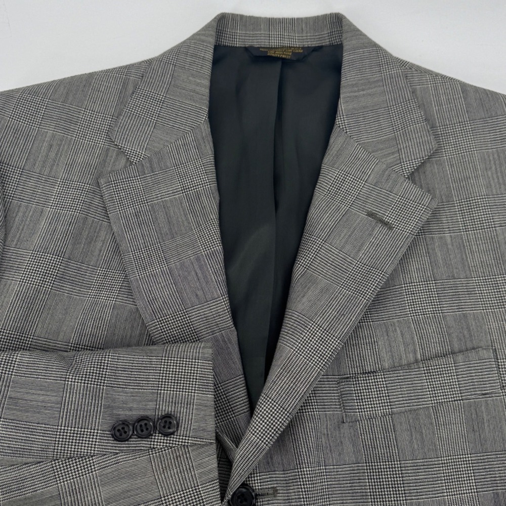 Vintage J Press Gray Glen Plaid 44L Three Button Blazer Sport Coat Made in USA